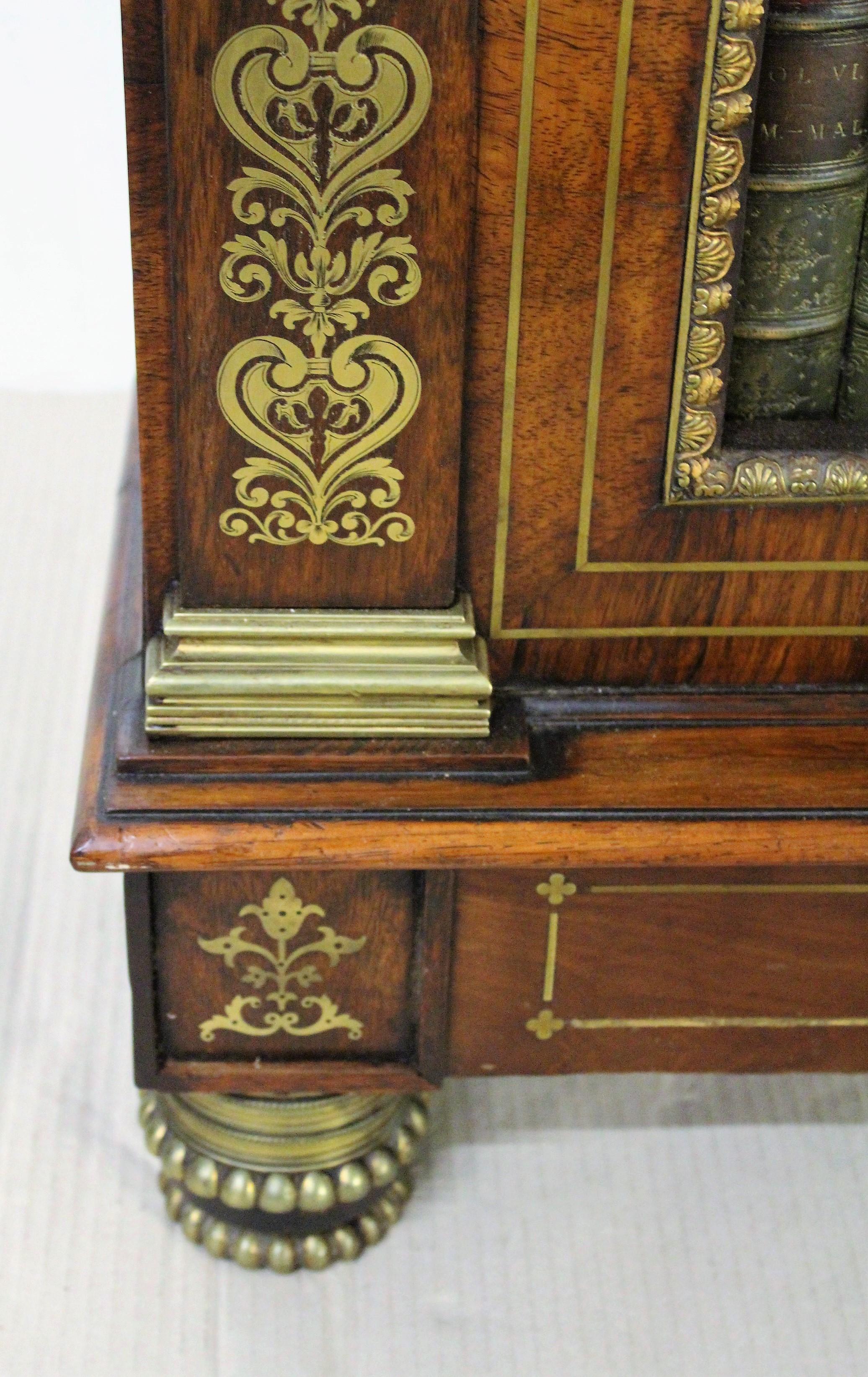 19th Century Regency Brass Inlaid Rosewood Open Bookcase 3