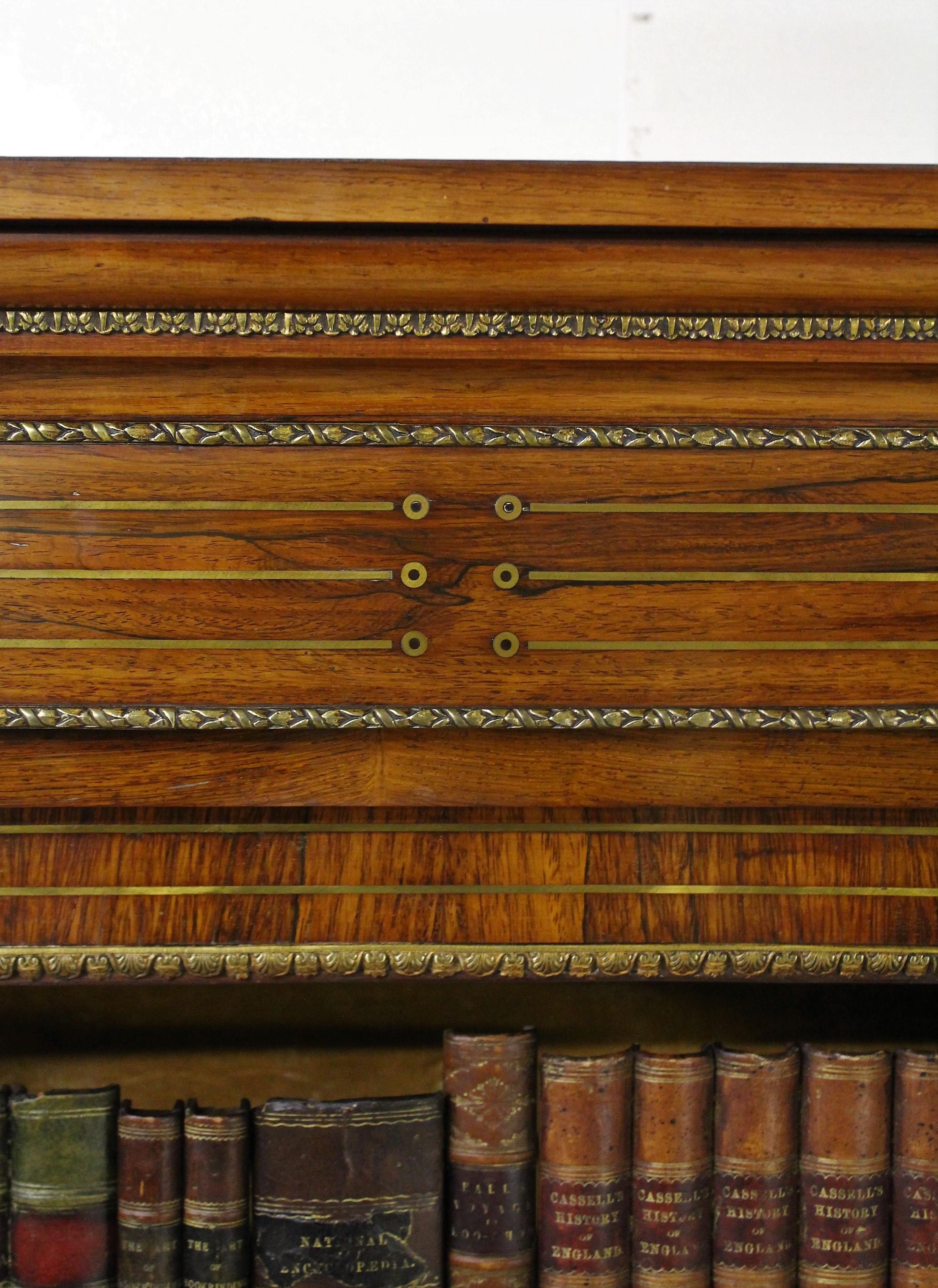19th Century Regency Brass Inlaid Rosewood Open Bookcase 5