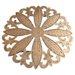 19th Century Regency Brass Trivet With Etched Decoration