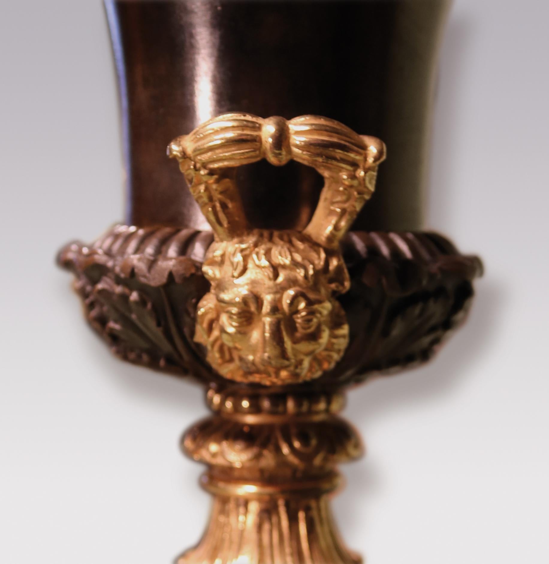 English 19th Century Regency Bronze and Ormolu Campana Urns