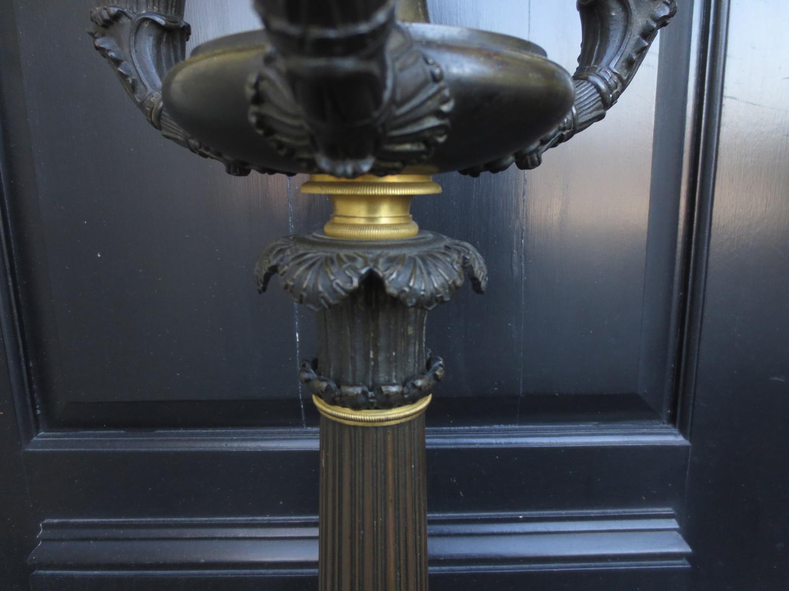19th Century Regency Bronze Candelabra as Lamp, circa 1820 For Sale 1