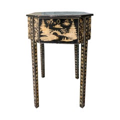 19th Century Regency Checkerboard Game Table with Chinoiserie Penwork Decoration