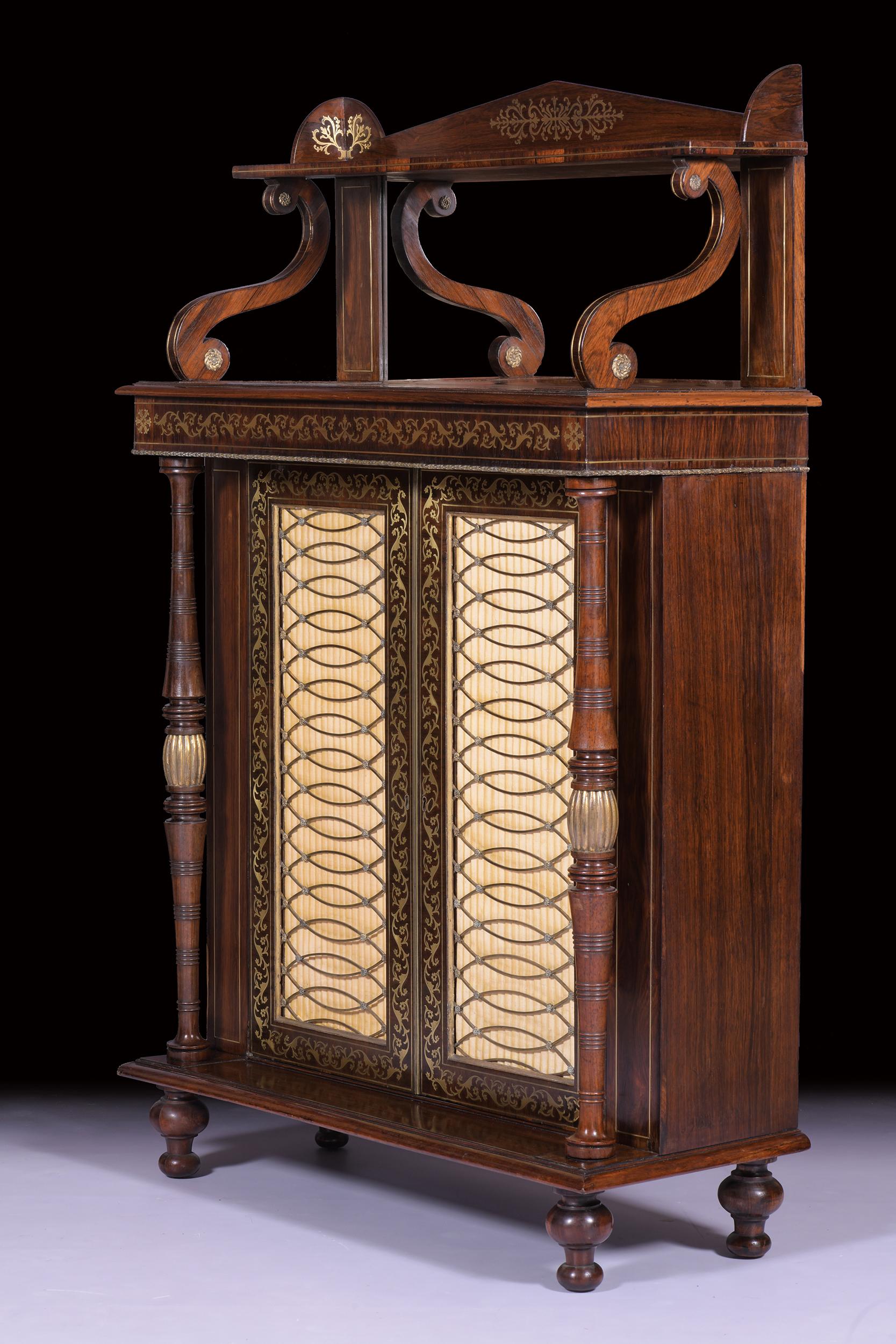 English 19th Century Regency Chiffonier Side Cabinet in the Manner of George Bullock For Sale