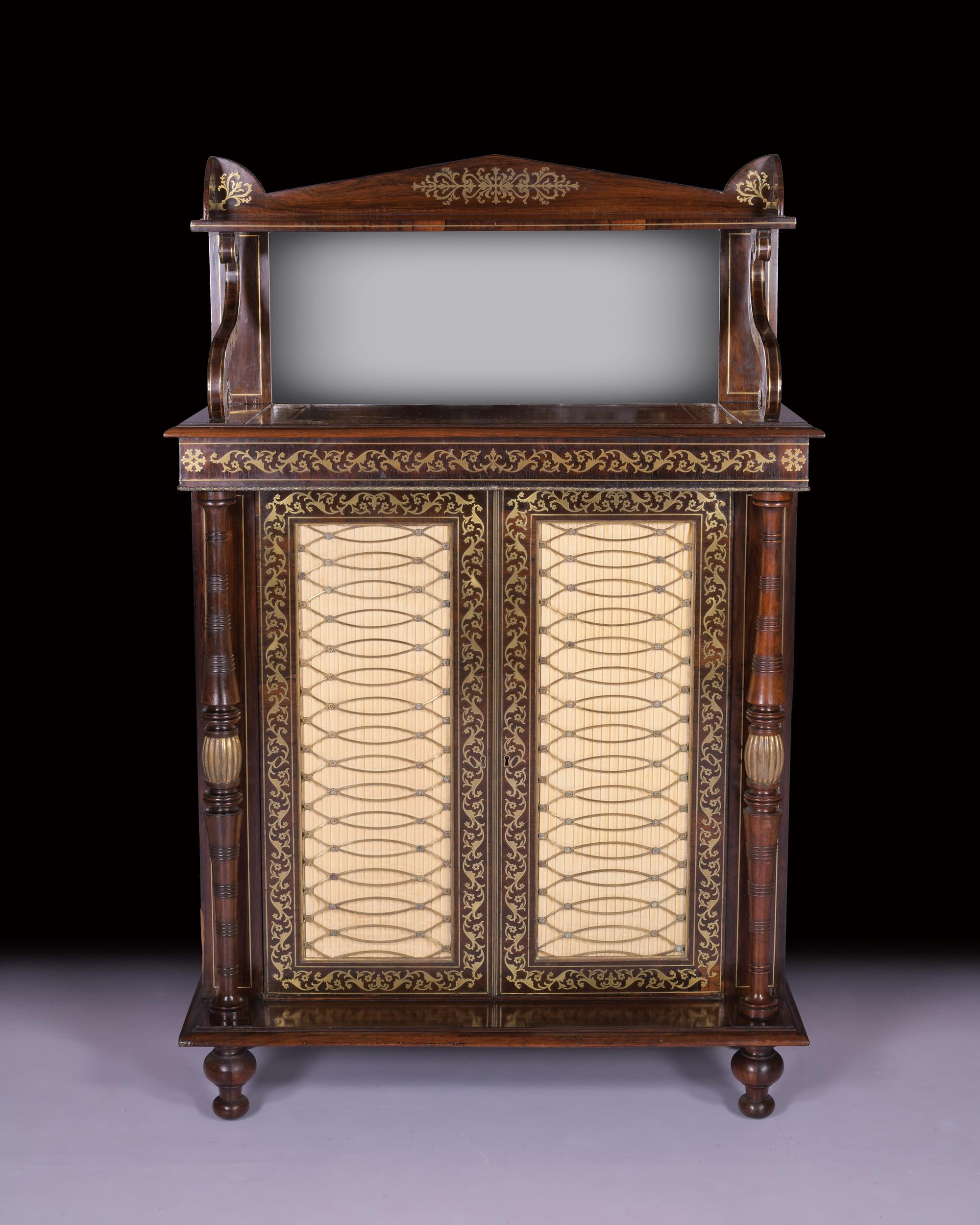 Inlay 19th Century Regency Chiffonier Side Cabinet in the Manner of George Bullock For Sale