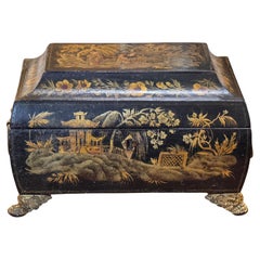 19th Century Regency Chinoiserie Box With Painted Scenes