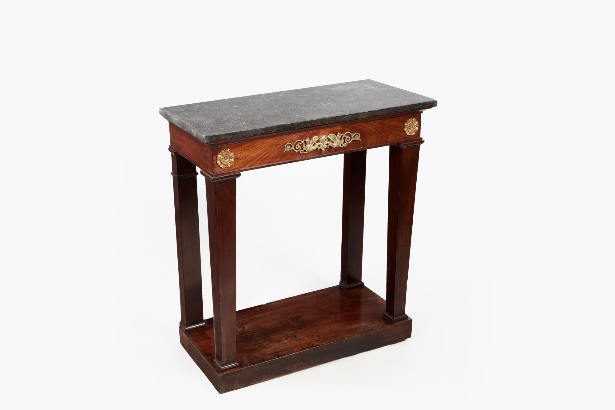 Irish 19th Century Regency Console Table with Black Marble Top