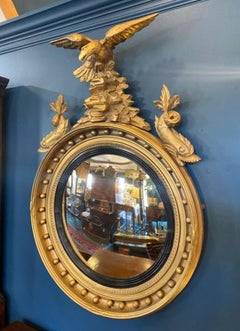 19th Century Regency Convex Mirror with Molded Frame and Eagle & Fish Motif