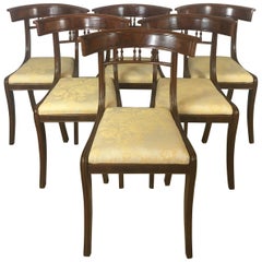 19th Century Regency Dining Chairs, Flame and Solid Mahogany Set of 6