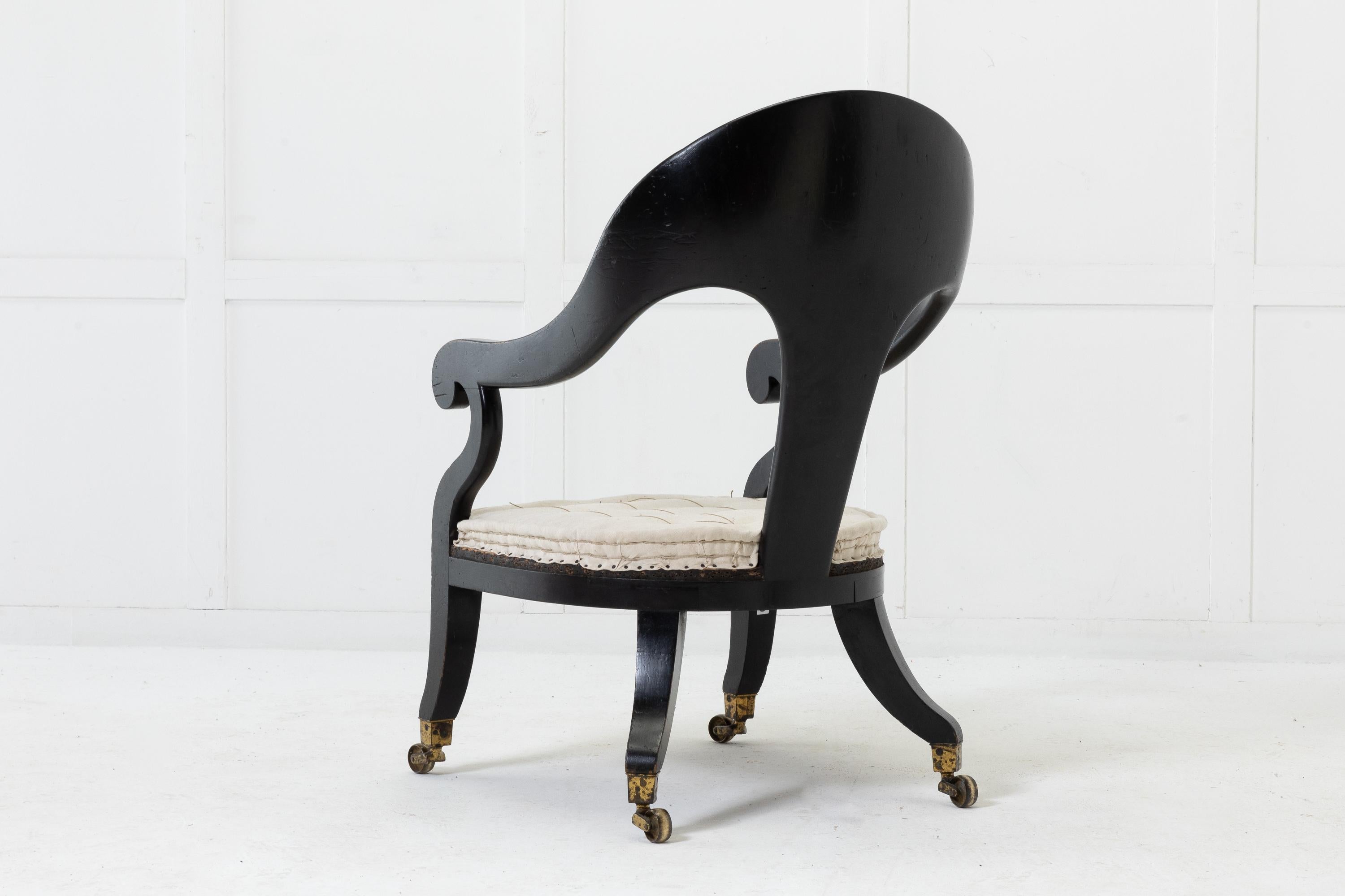 19th Century Regency Ebonised Armchair For Sale 1