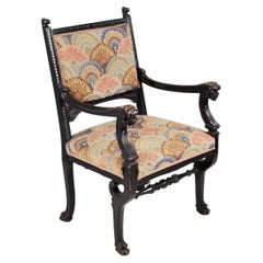 19th Century Regency Ebonised Carved Library Chair