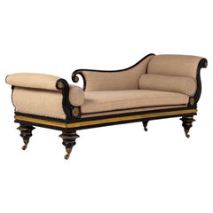 Chaise longue ebanizzata Regency del XIX secolo