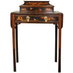 Antique 19th Century Regency Ebonized Chinoiserie Writing Table