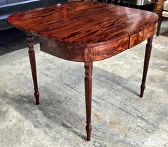 19th Century Regency Ebony Inlaid Cross-Banded Crotch Mahogany Fold Top Table