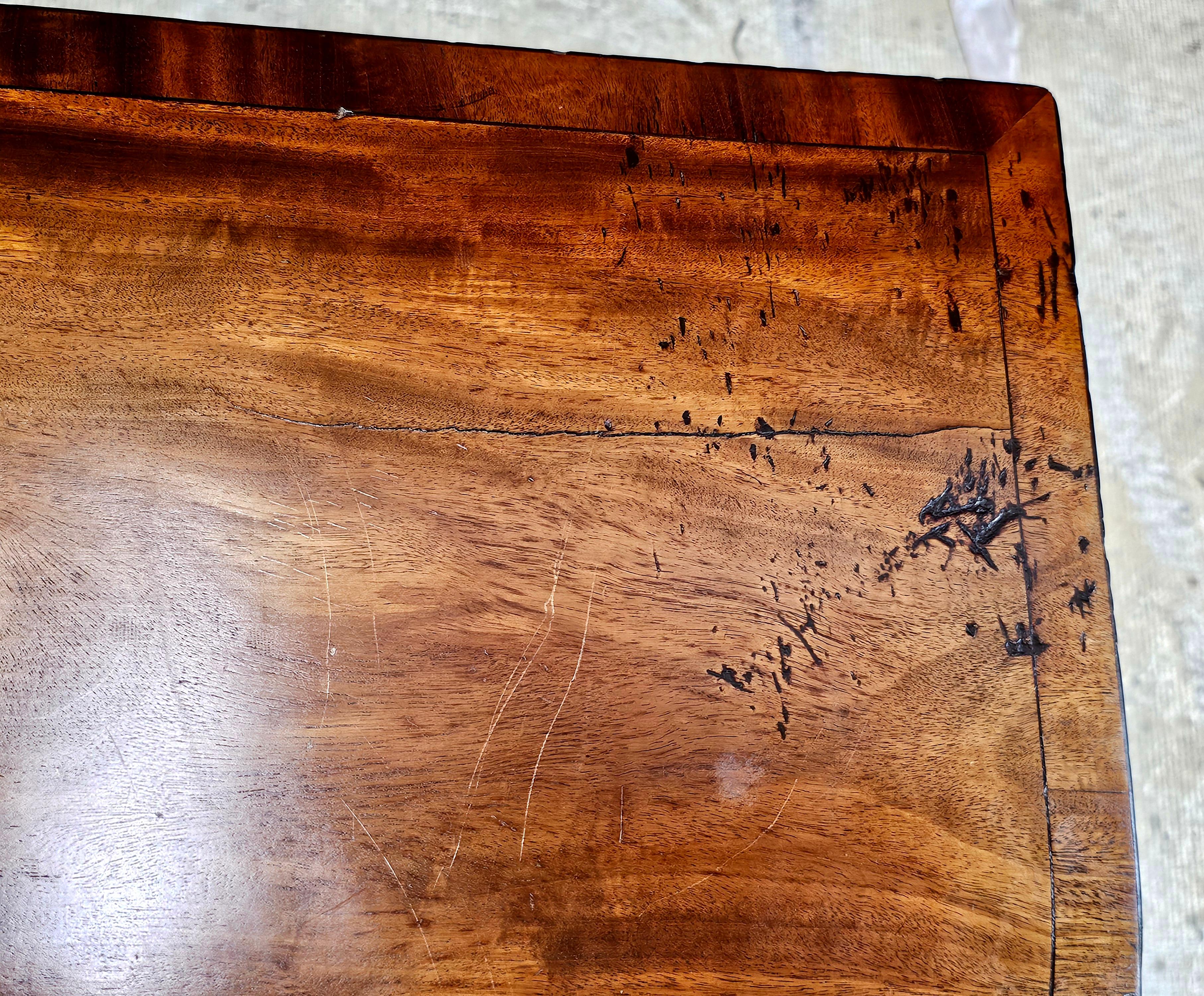 19th Century Regency Ebony Inlaid Cross-Banded Crotch Mahogany Fold Top Table For Sale 3