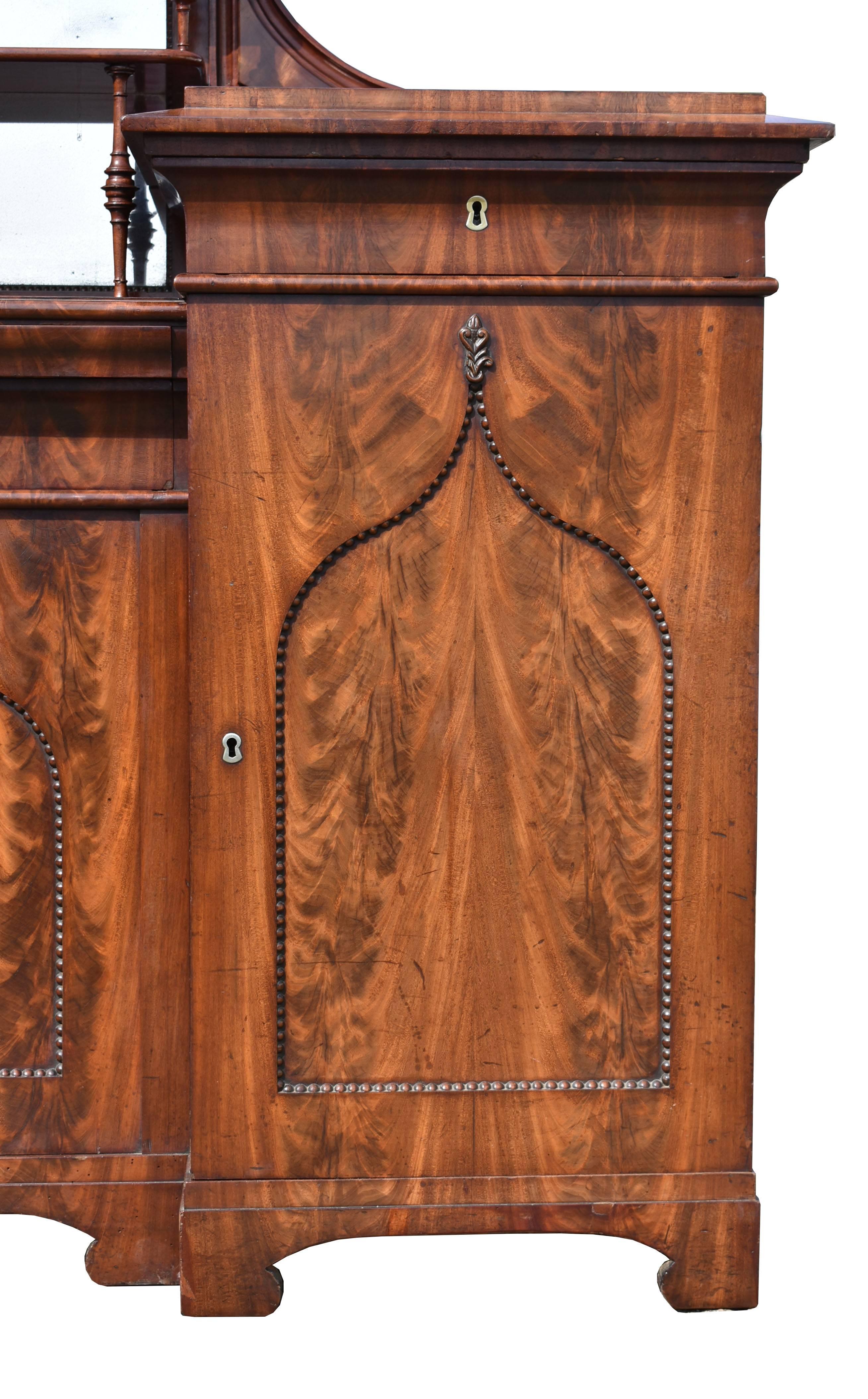 19th Century Regency Flame Mahogany Breakfront Sideboard 1