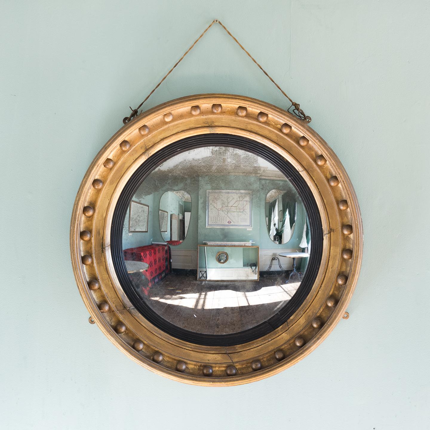 19th Century Regency Giltwood Convex Mirror 6