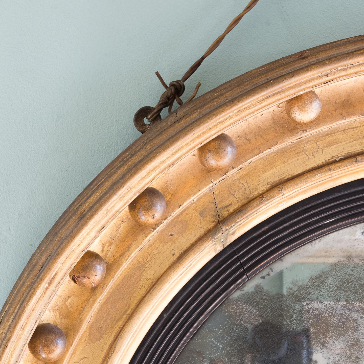 19th Century Regency Giltwood Convex Mirror In Fair Condition In London, GB