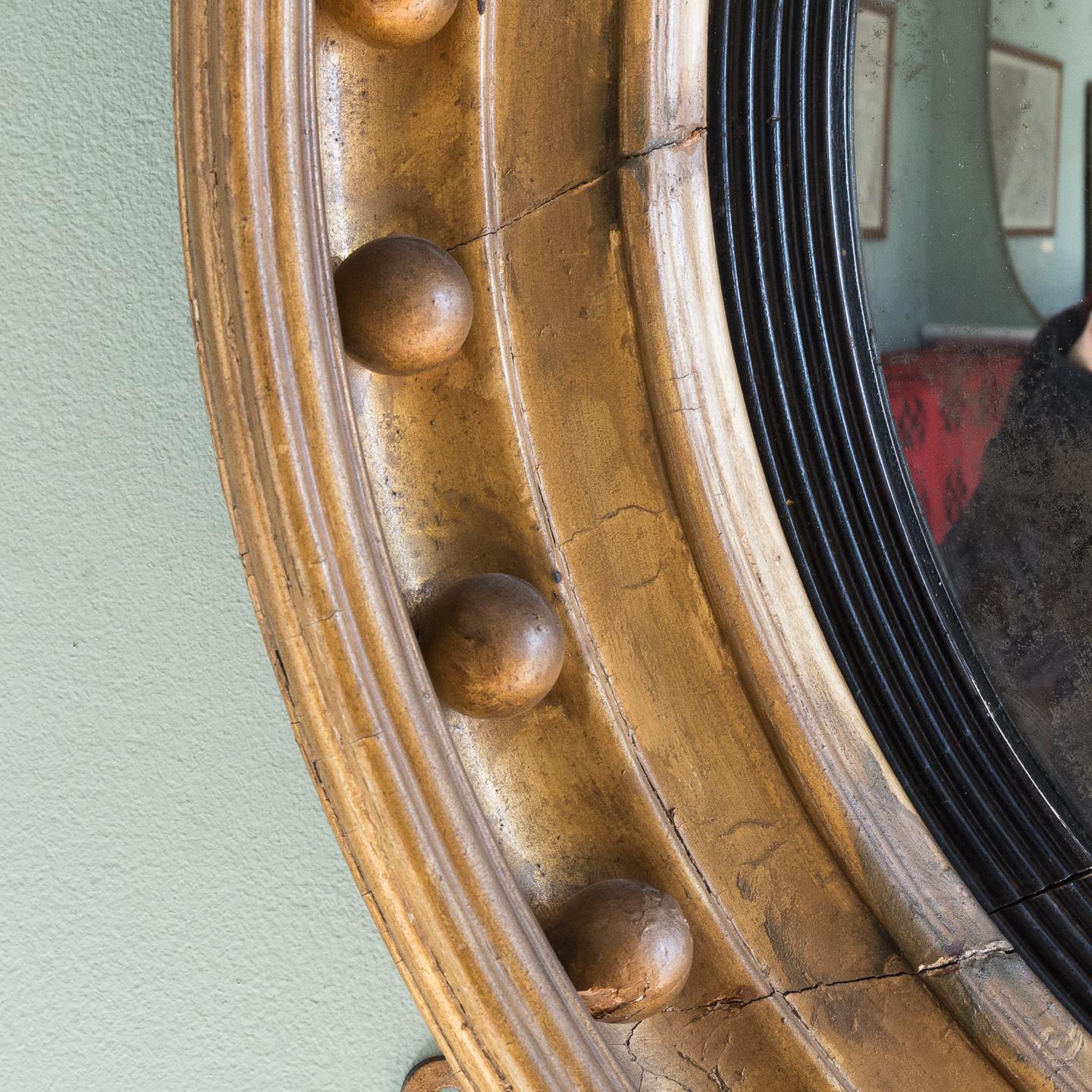 19th Century Regency Giltwood Convex Mirror 1