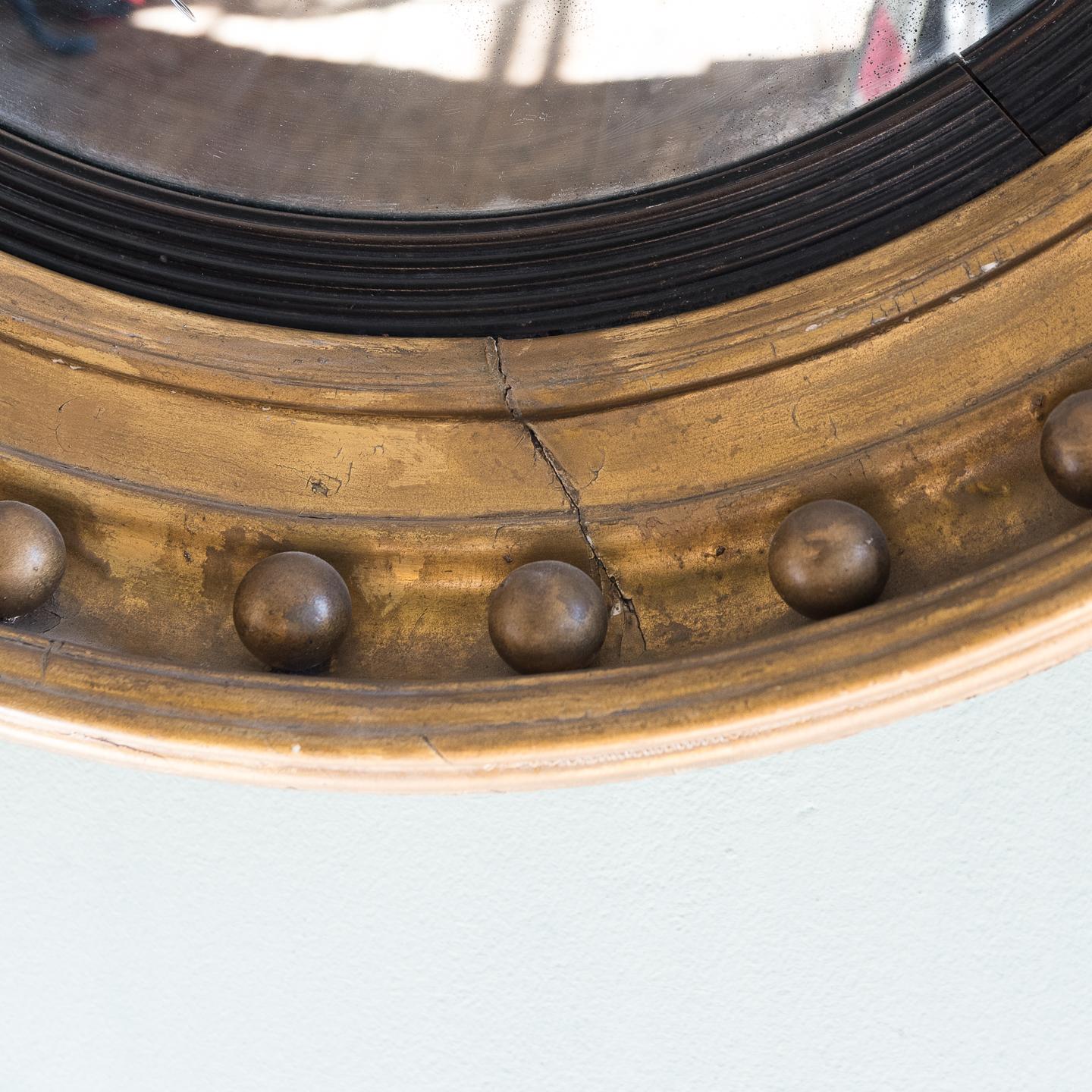 19th Century Regency Giltwood Convex Mirror 3