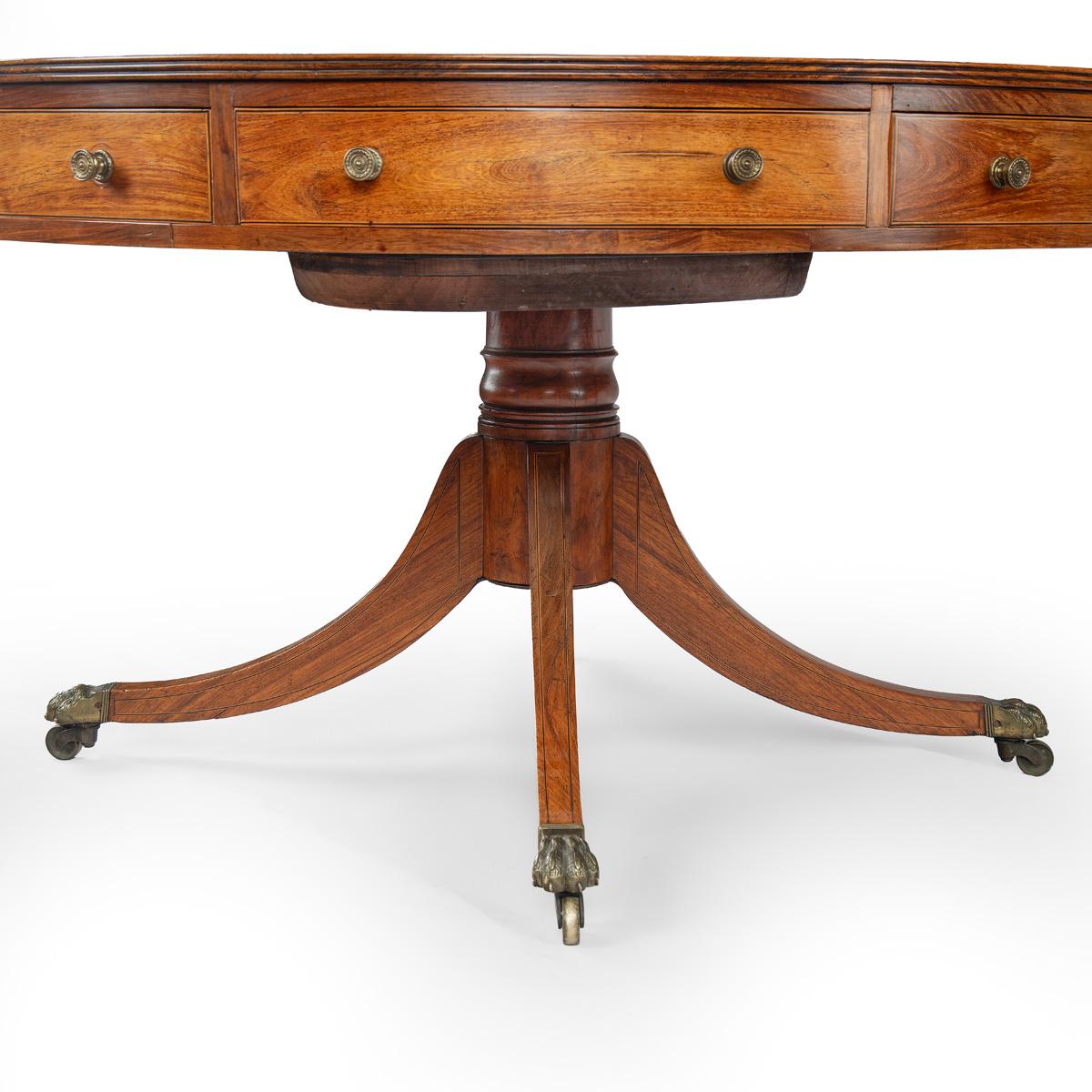 Mesa de tambor giratorio Huanghali del siglo XIX de la Regencia o mesa de alquiler Inglés en venta