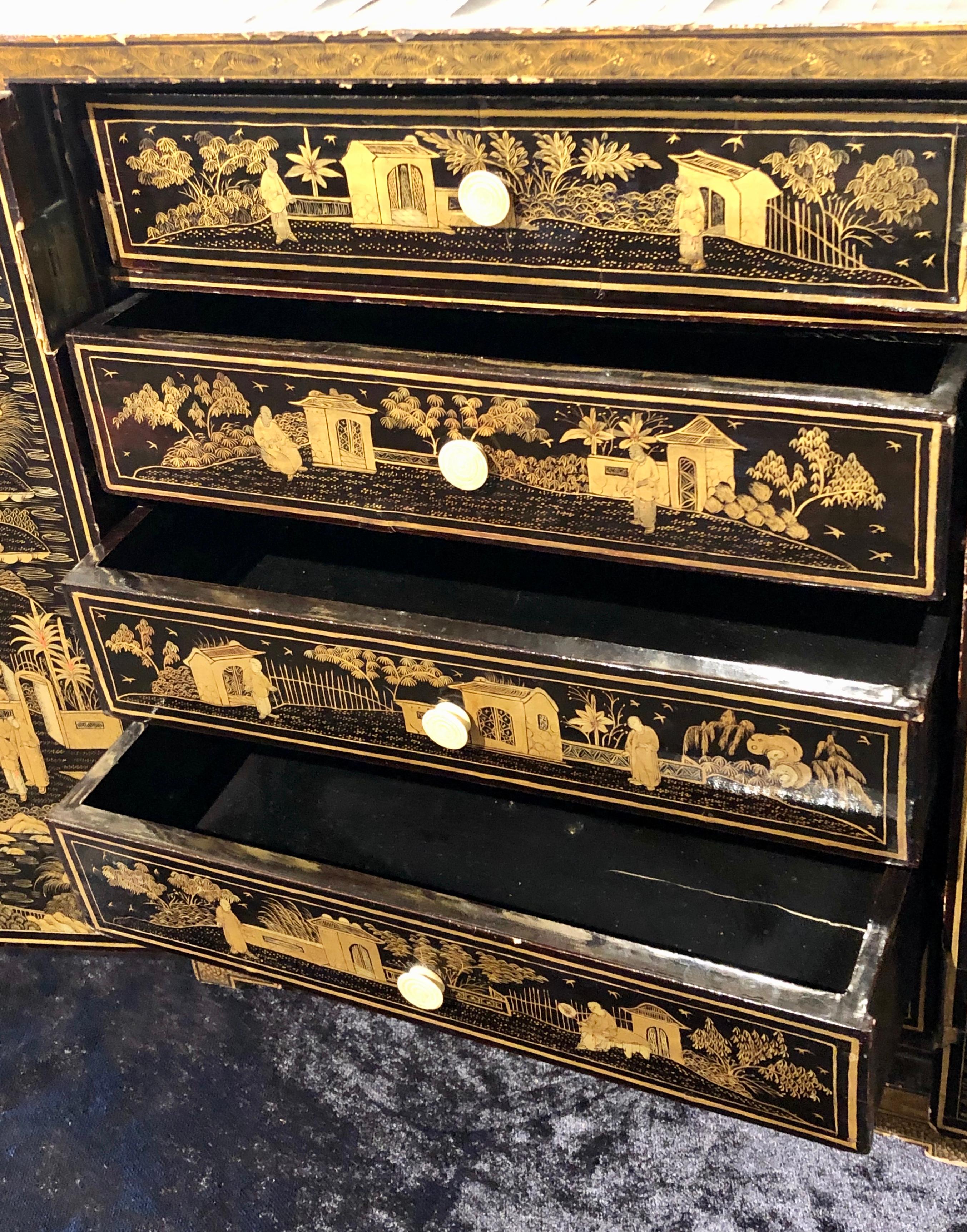 19th Century Regency Japanned Jewelry Chest of Salesman Chest 4