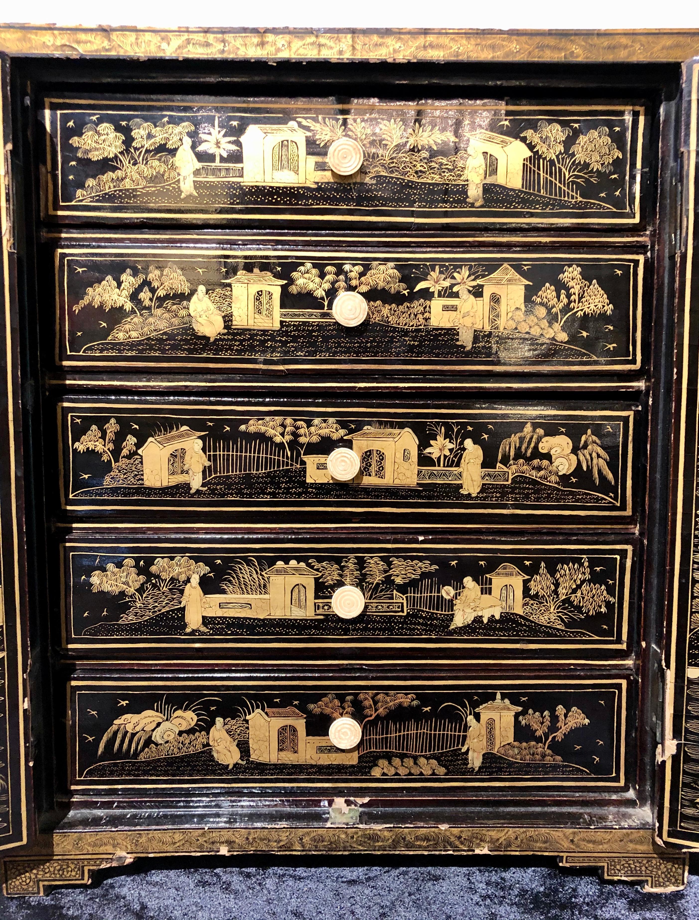19th Century Regency Japanned Jewelry Chest of Salesman Chest 2
