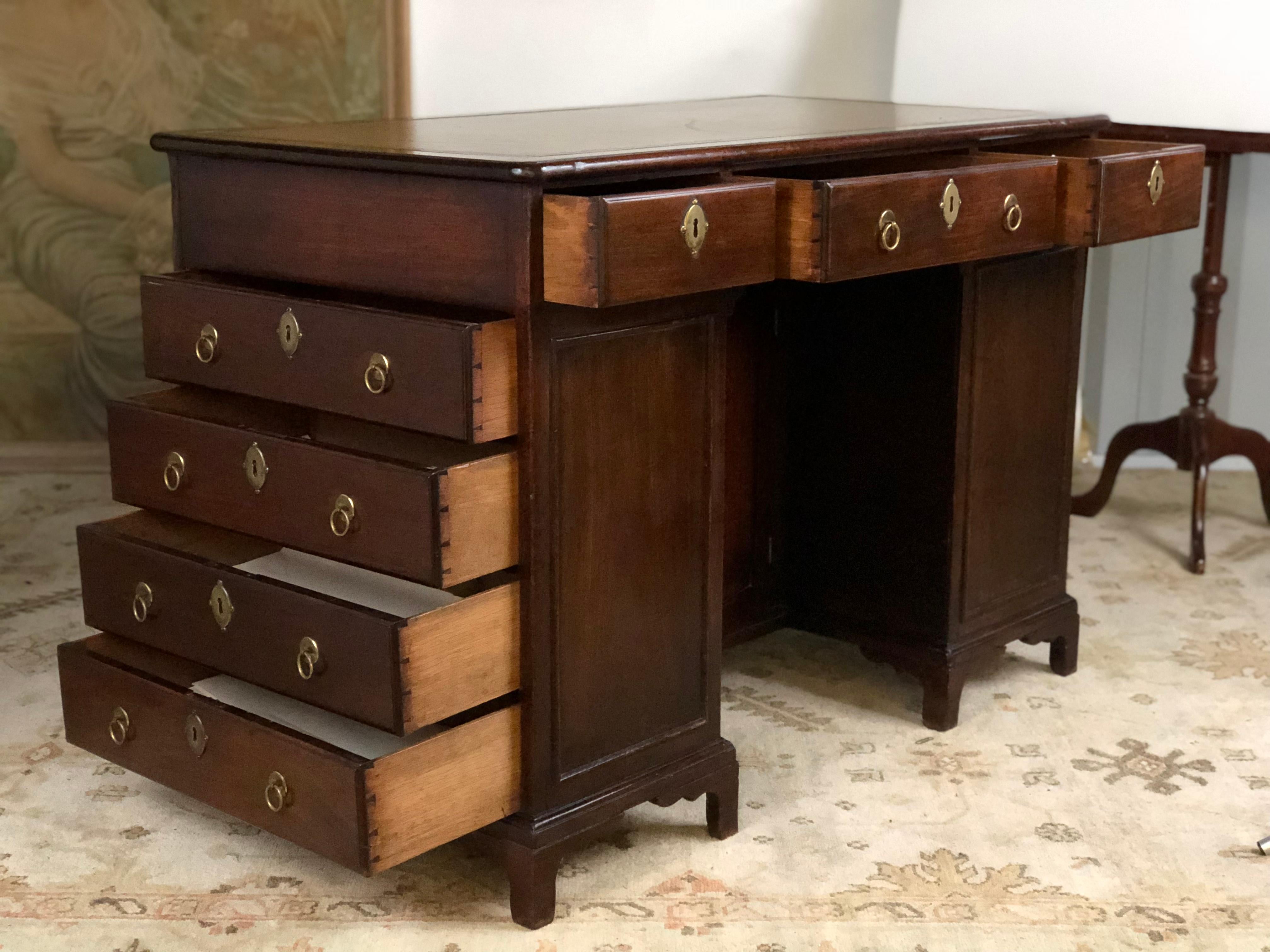 Leather 19th Century Regency Kneehole Desk of Mahogany