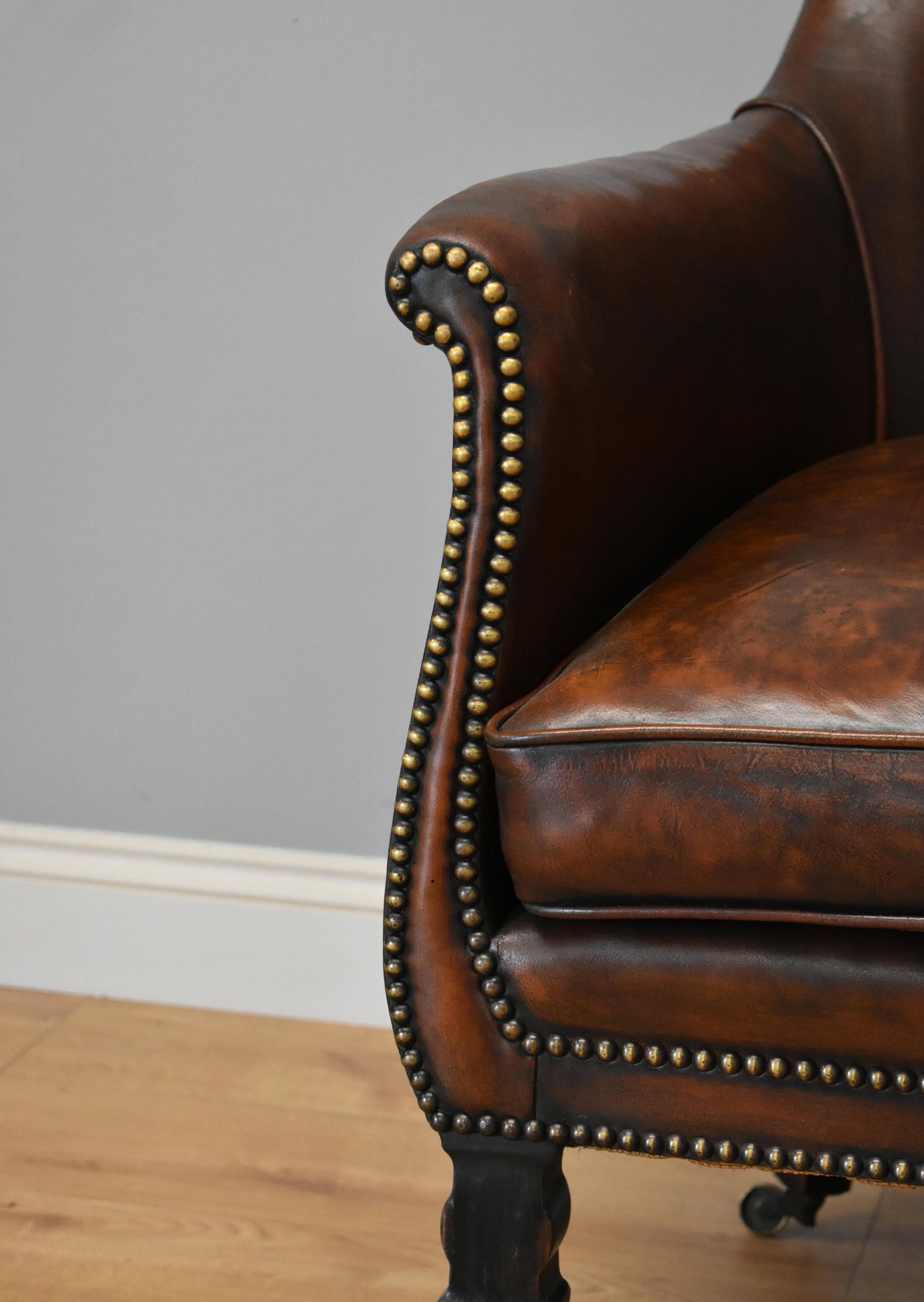 19th Century Regency Leather Armchair In Excellent Condition In Chelmsford, Essex