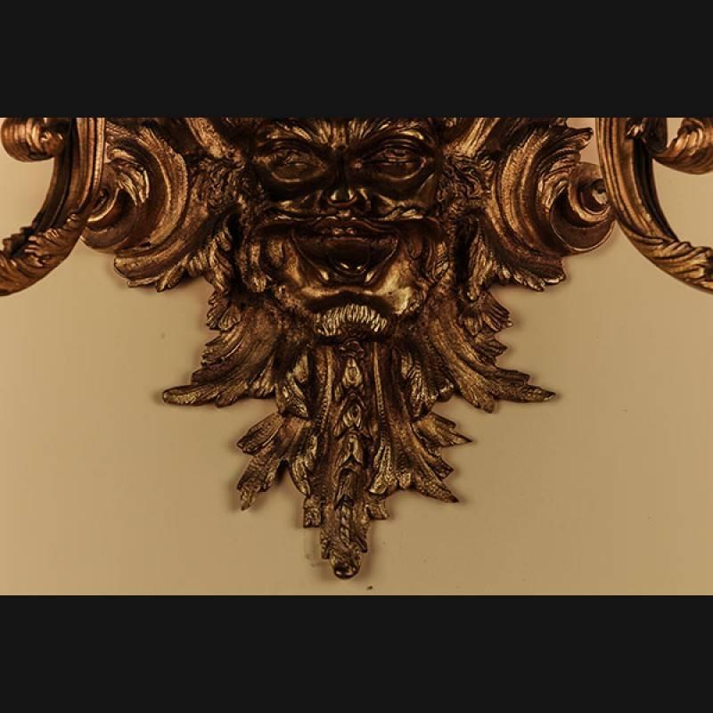 French 19th Century Regency Louis XV Style Bronze-Gilt Pair of Wall Lights For Sale