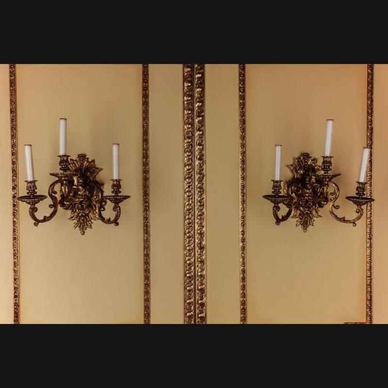 19th Century Regency Louis XV Style Bronze-Gilt Pair of Wall Lights For Sale 2