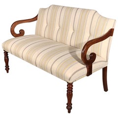 19th Century Regency Mahogany 2-Seat Window Seat Newly Upholstered