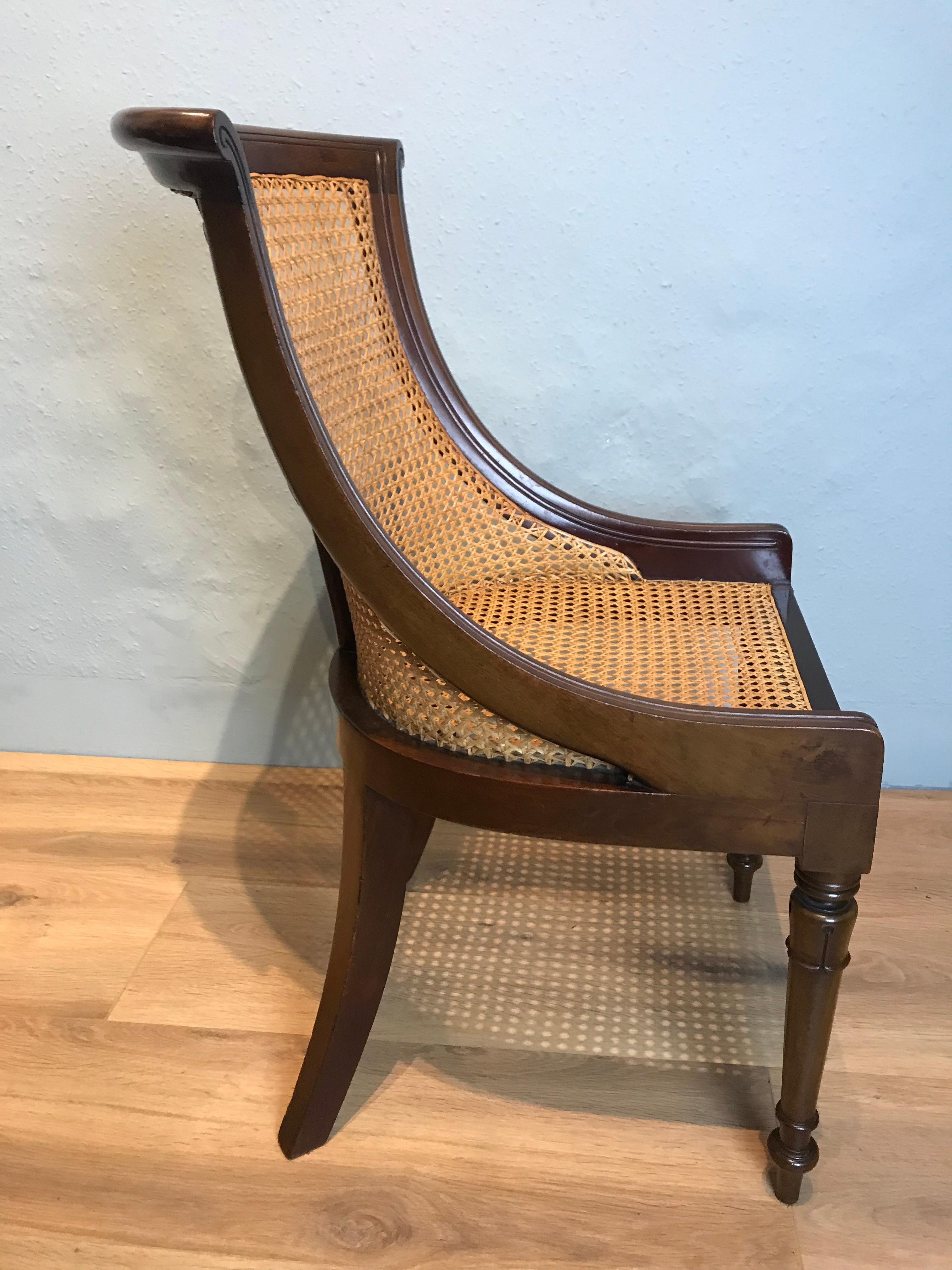 19th Century Regency Mahogany Bergere Chair In Good Condition In Sherborne, GB