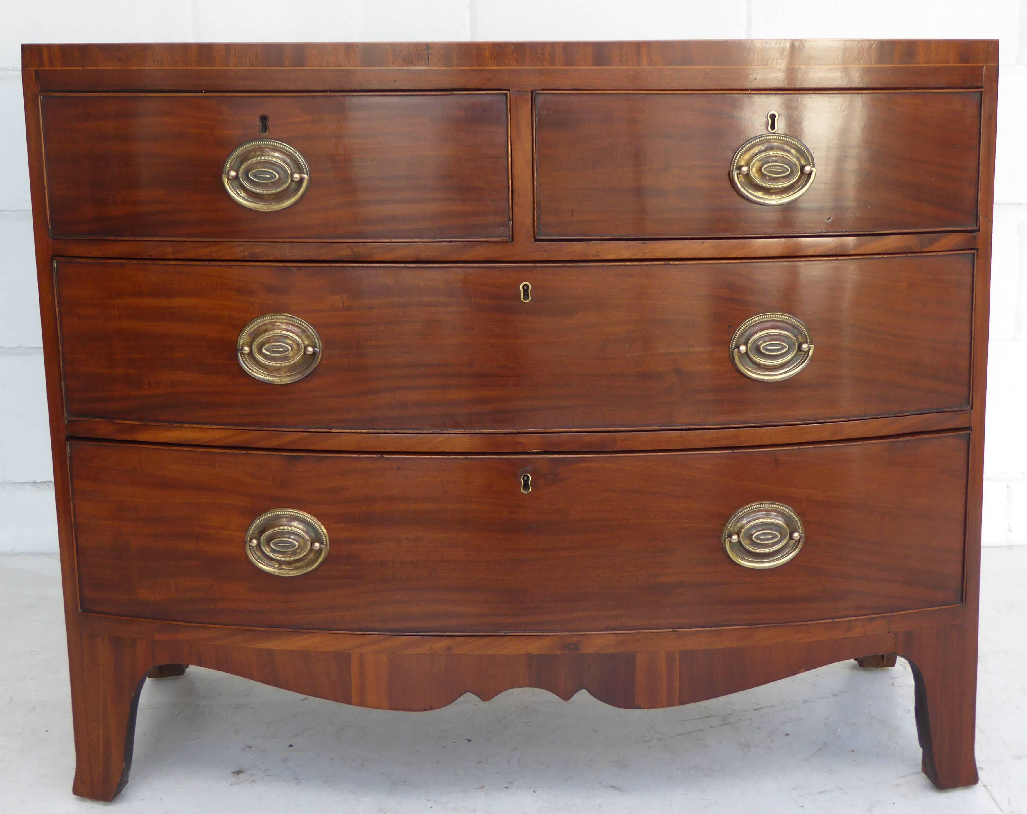 English 19th Century Regency Mahogany Bow Front Chest of Drawers