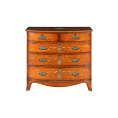19th Century Regency Mahogany Bow-Front Chest of Drawers with Hand-painted Decor
