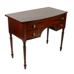 19th Century Regency Mahogany Bow Front Three Drawer Side Table