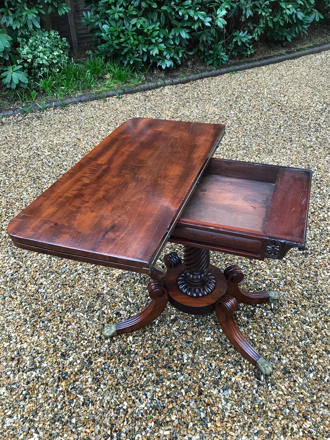 19th Century Regency Mahogany Card Table In Good Condition For Sale In Richmond, London, Surrey