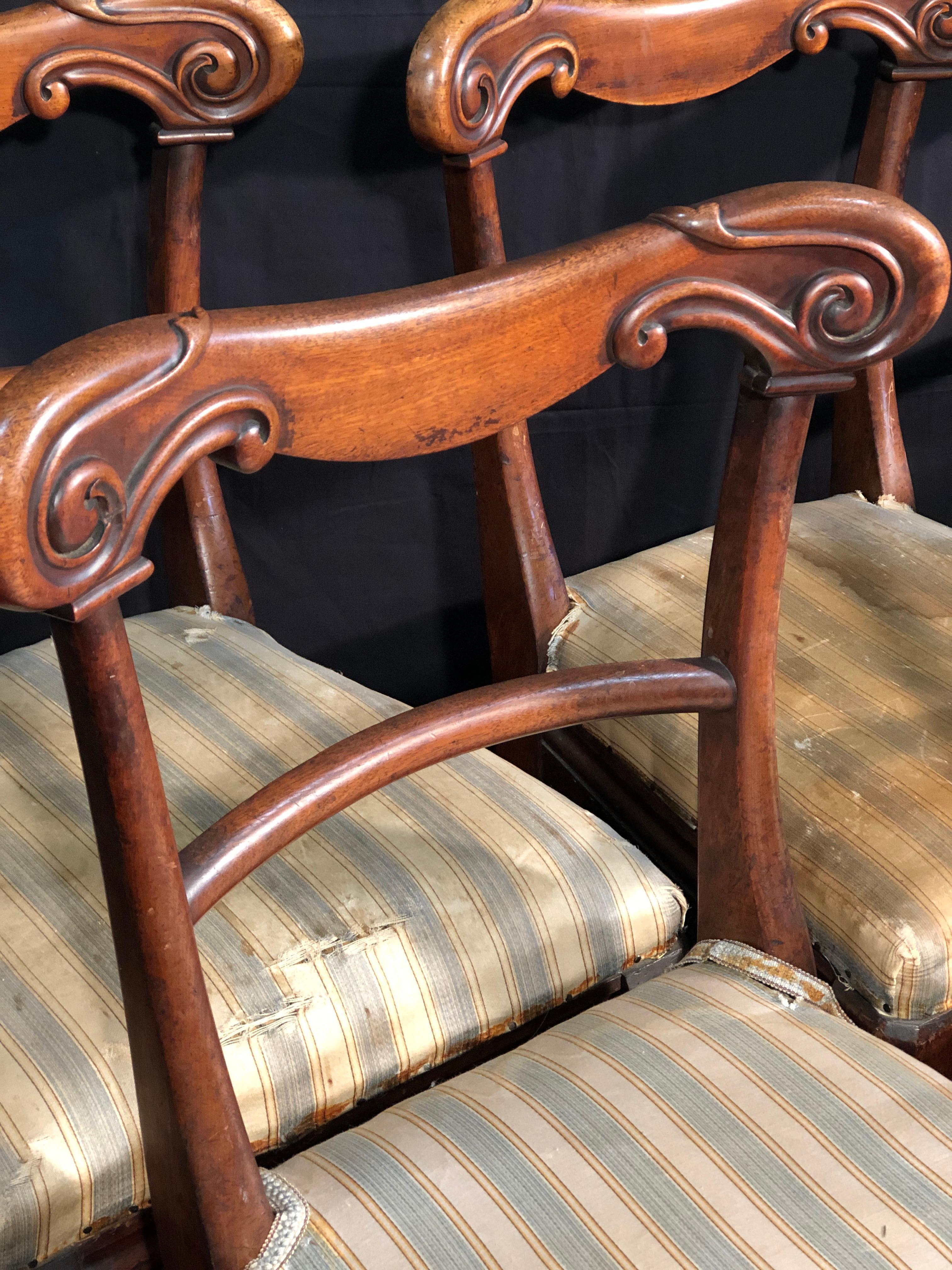 19th Century Regency Mahogany Chairs, 1830s In Fair Condition In Roma, RM