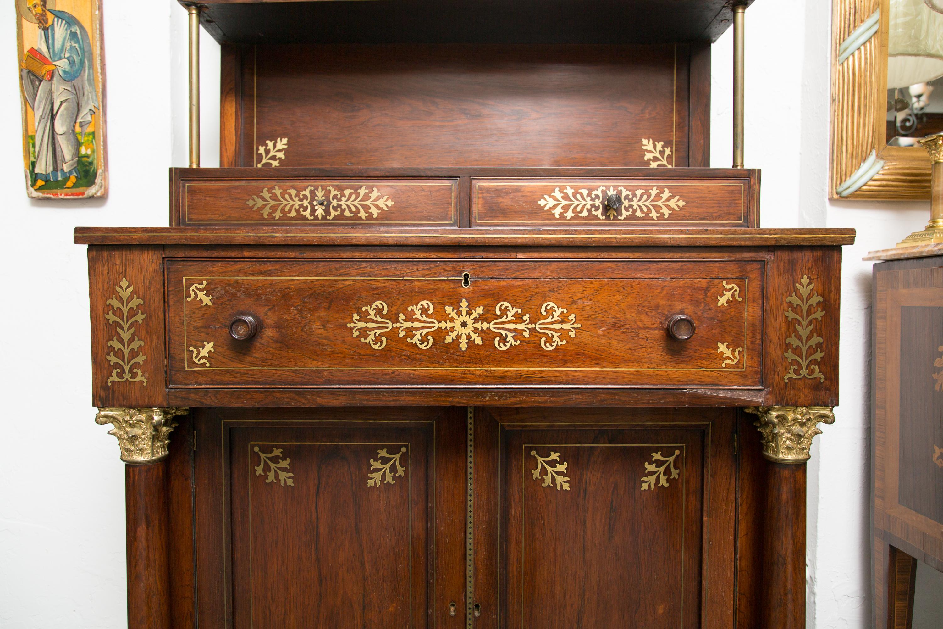 Mid-19th Century 19th Century Regency Mahogany Chiffonier Secretaire For Sale