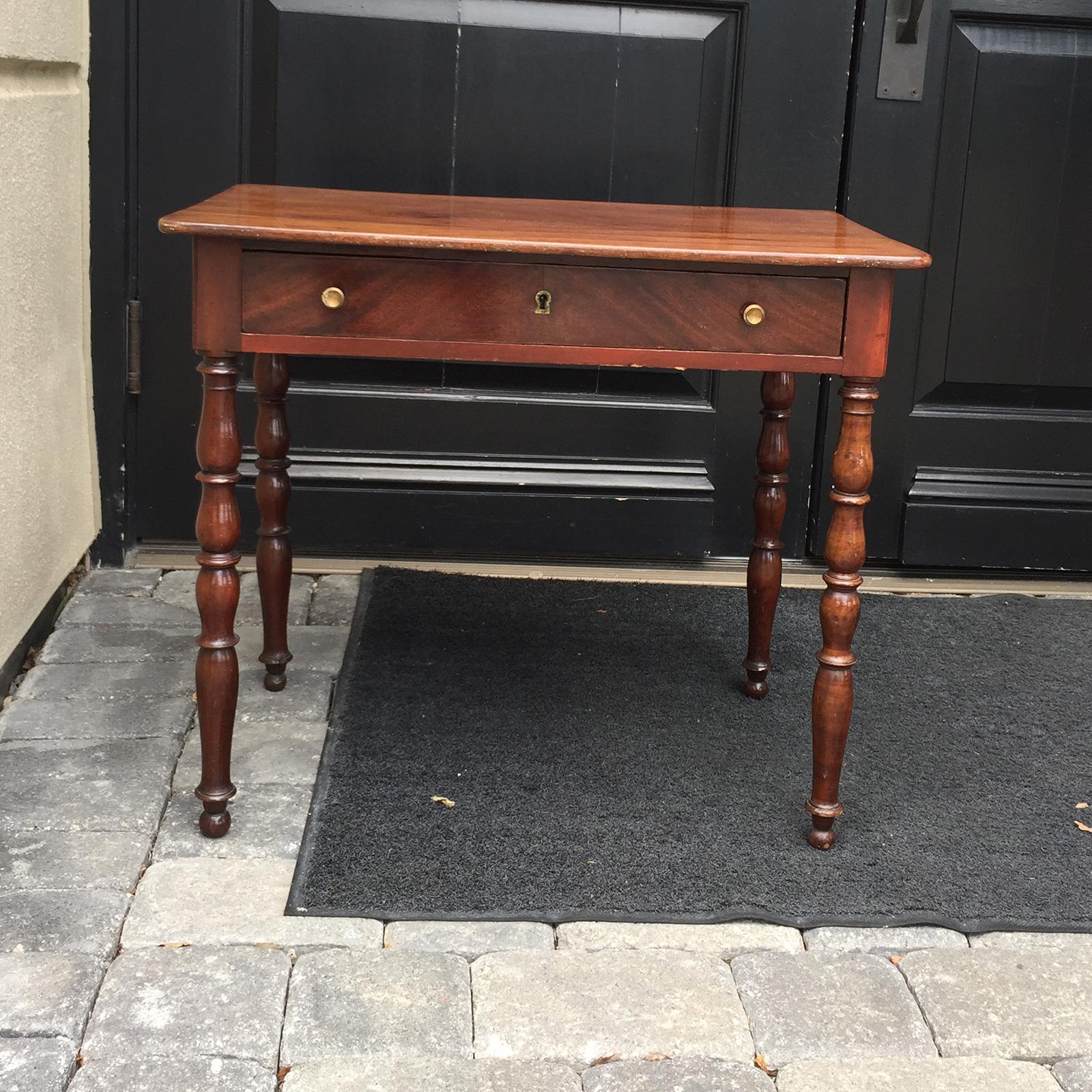 19th century Regency mahogany child's writing table with drawer.
