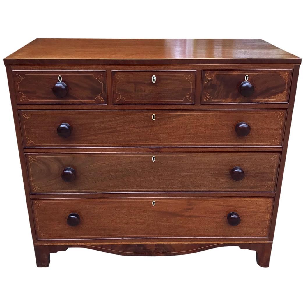 19th Century Regency Mahogany Inlaid Chest of Drawers For Sale