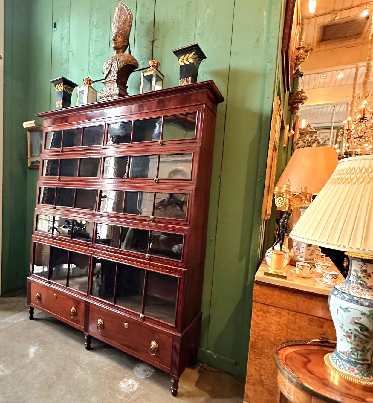 19th Century Regency Mahogany Lawyers Bookcase Wall Cabinet Biotech, 1811-1819 For Sale 4