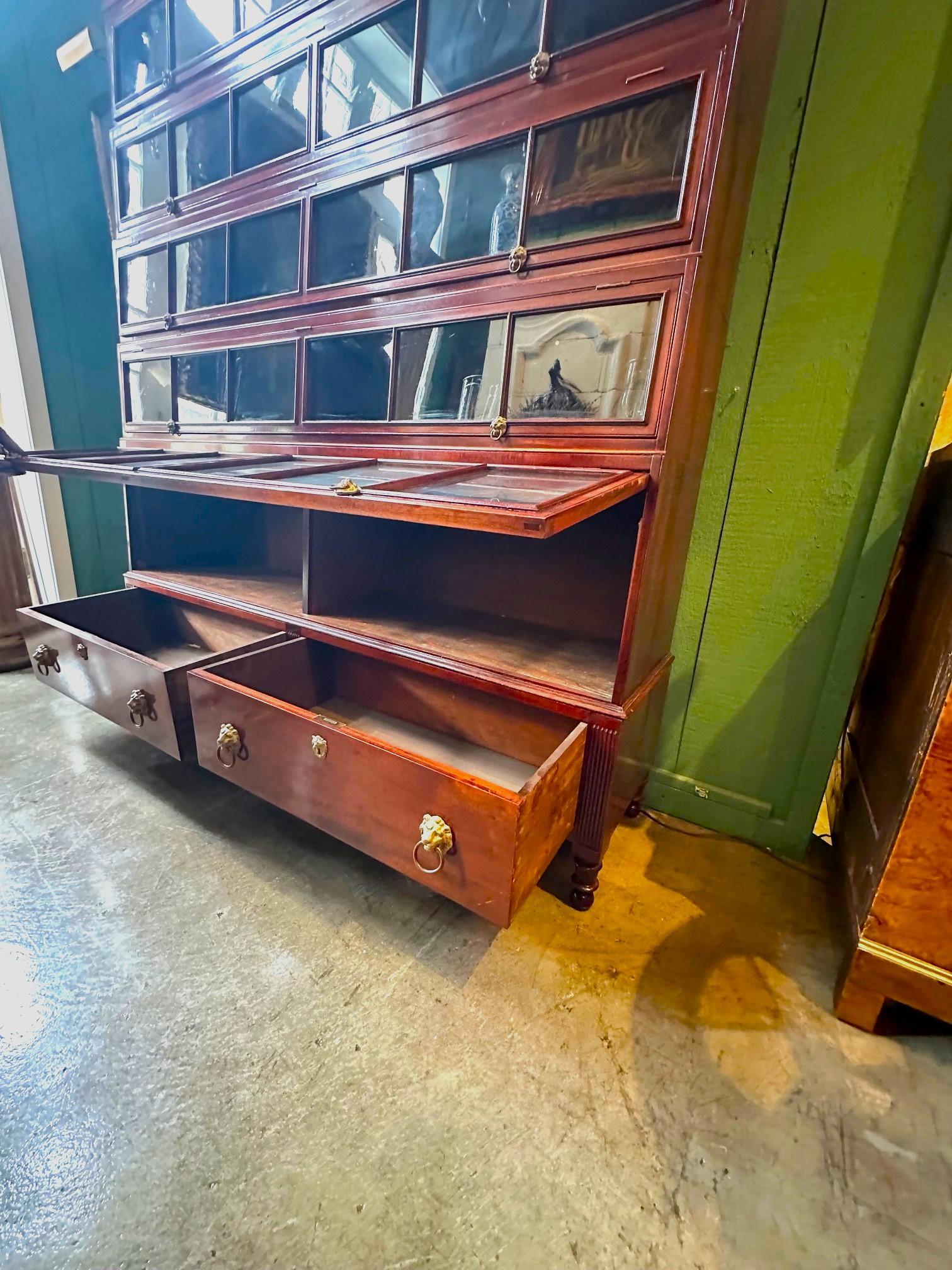 19th Century Regency Mahogany Lawyers Bookcase Wall Cabinet Biotech, 1811-1819 For Sale 5