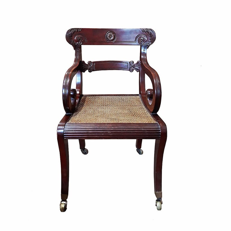 English 19th Century Regency Mahogany Library Chair For Sale