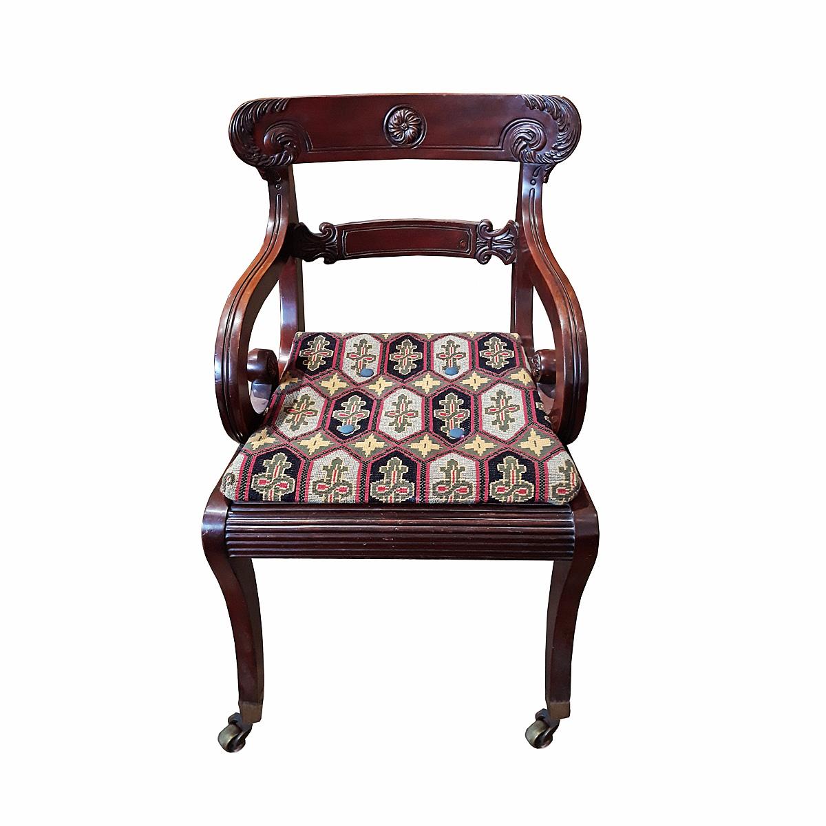 Bronze 19th Century Regency  Library Chair