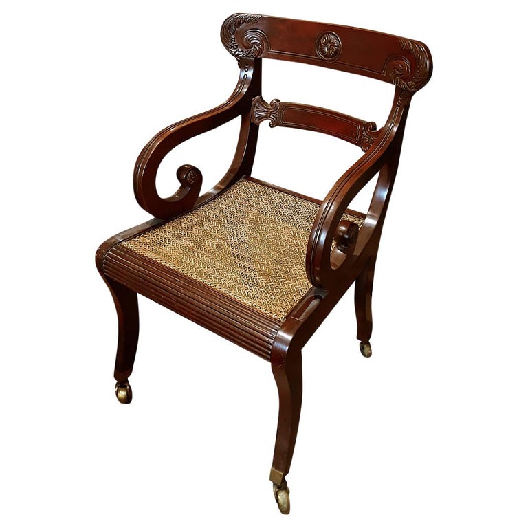 19th Century Regency Mahogany Library Chair For Sale