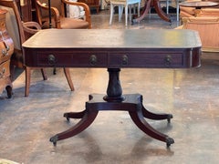 19th Century Regency Mahogany Library Table With Leather Top