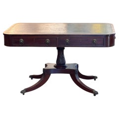 19th Century Regency Mahogany Library Table With Leather Top