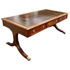 19th Century Regency Mahogany Partner's Desk with Leather Top