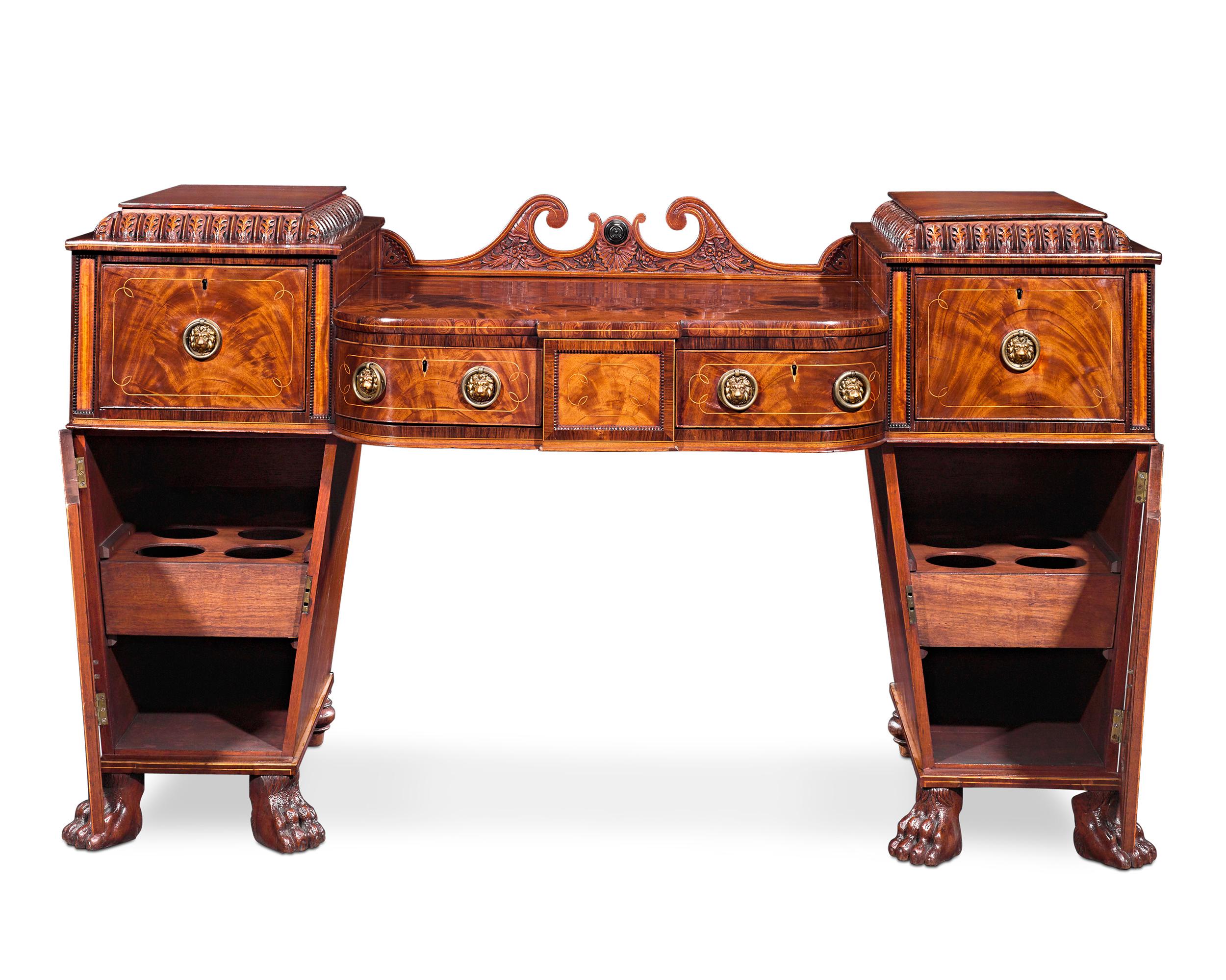 English 19th Century Regency Mahogany Pedestal Sideboard For Sale