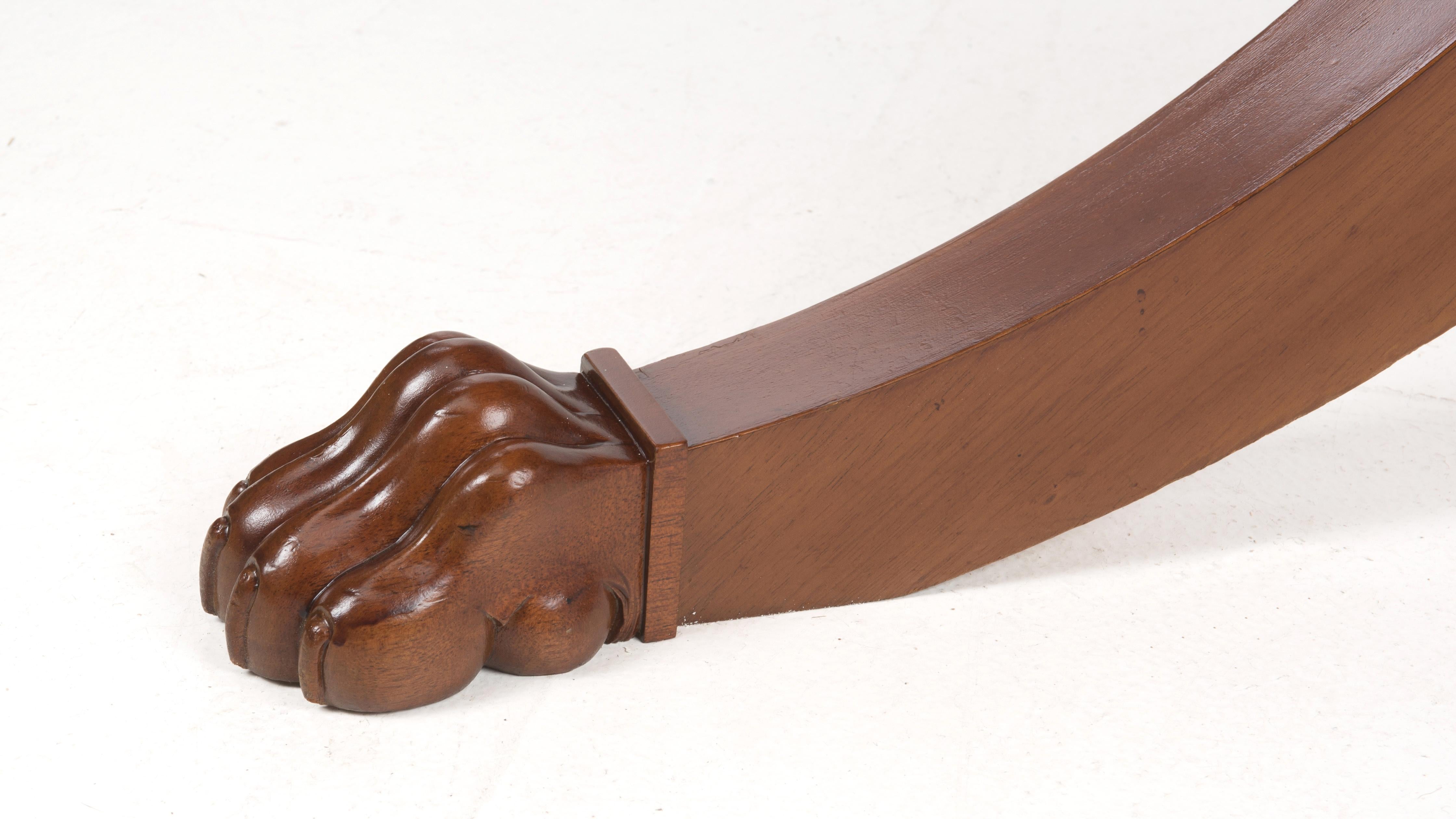 19th Century Regency Mahogany Rotating Rent Table Regency Paw Feet For Sale 5